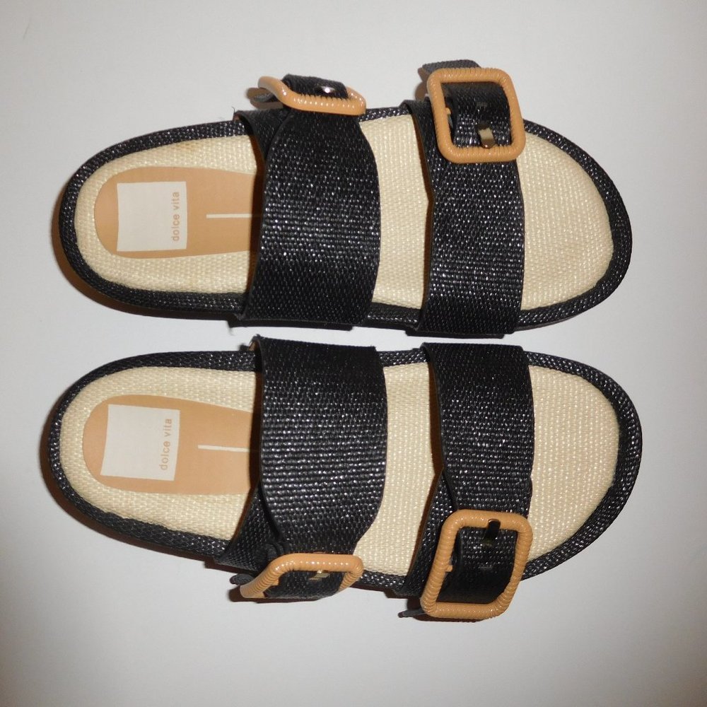 Dolce Vita Coryn Black/Beige Platform Sandals/Slides—Size 6